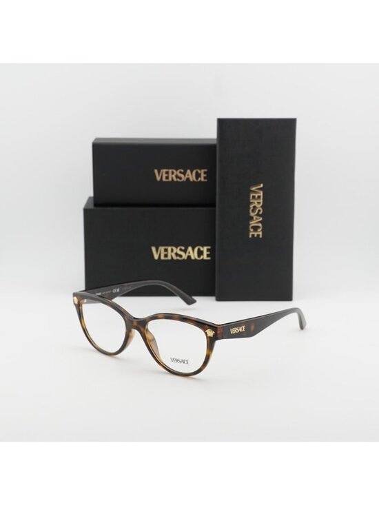 Versace VE3365U 108 Eyeglasses Havana 52mm Cat Eye Frame